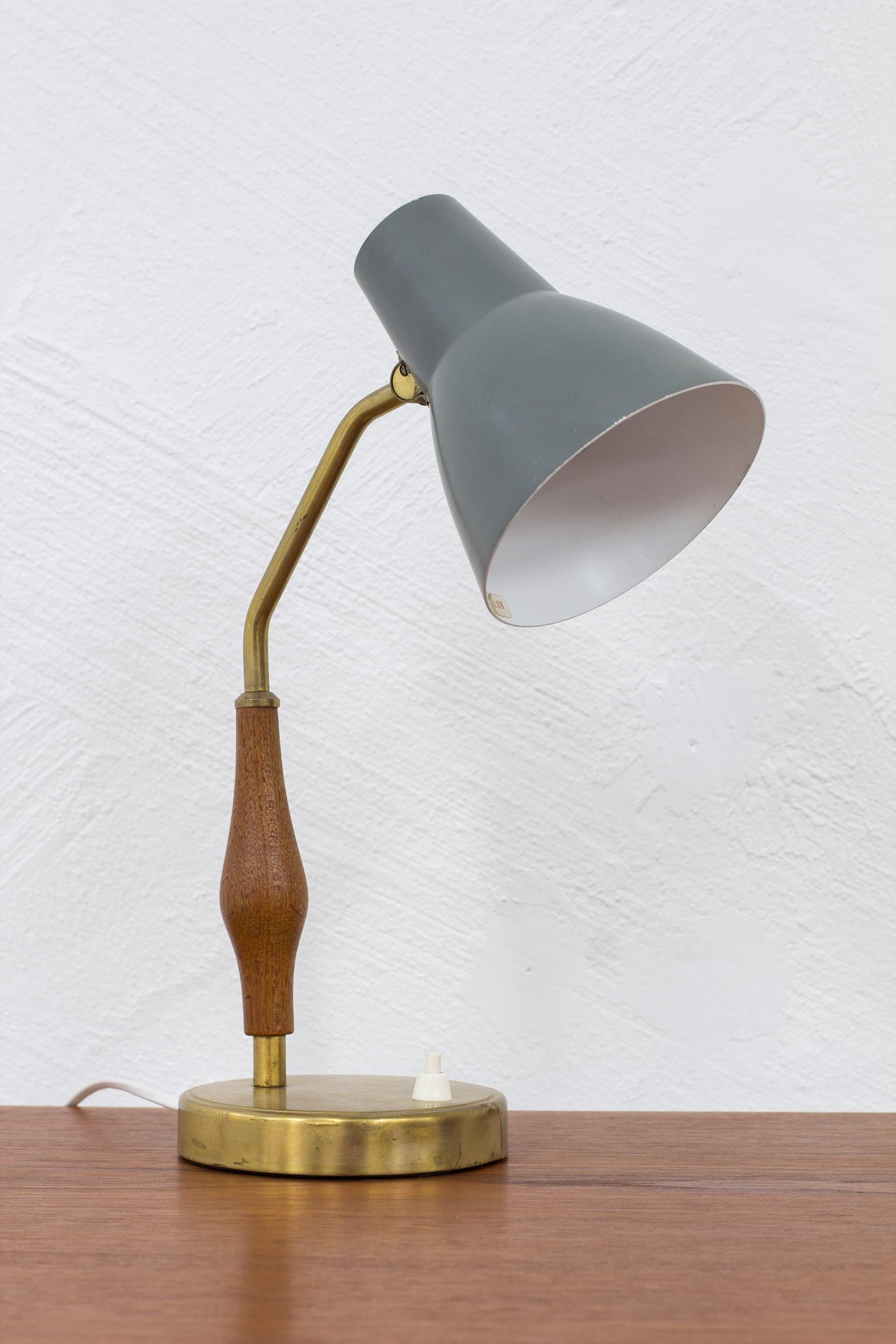 Swedish Brass and Teak Table Lamp by ASEA, Sweden, 1950s For Sale