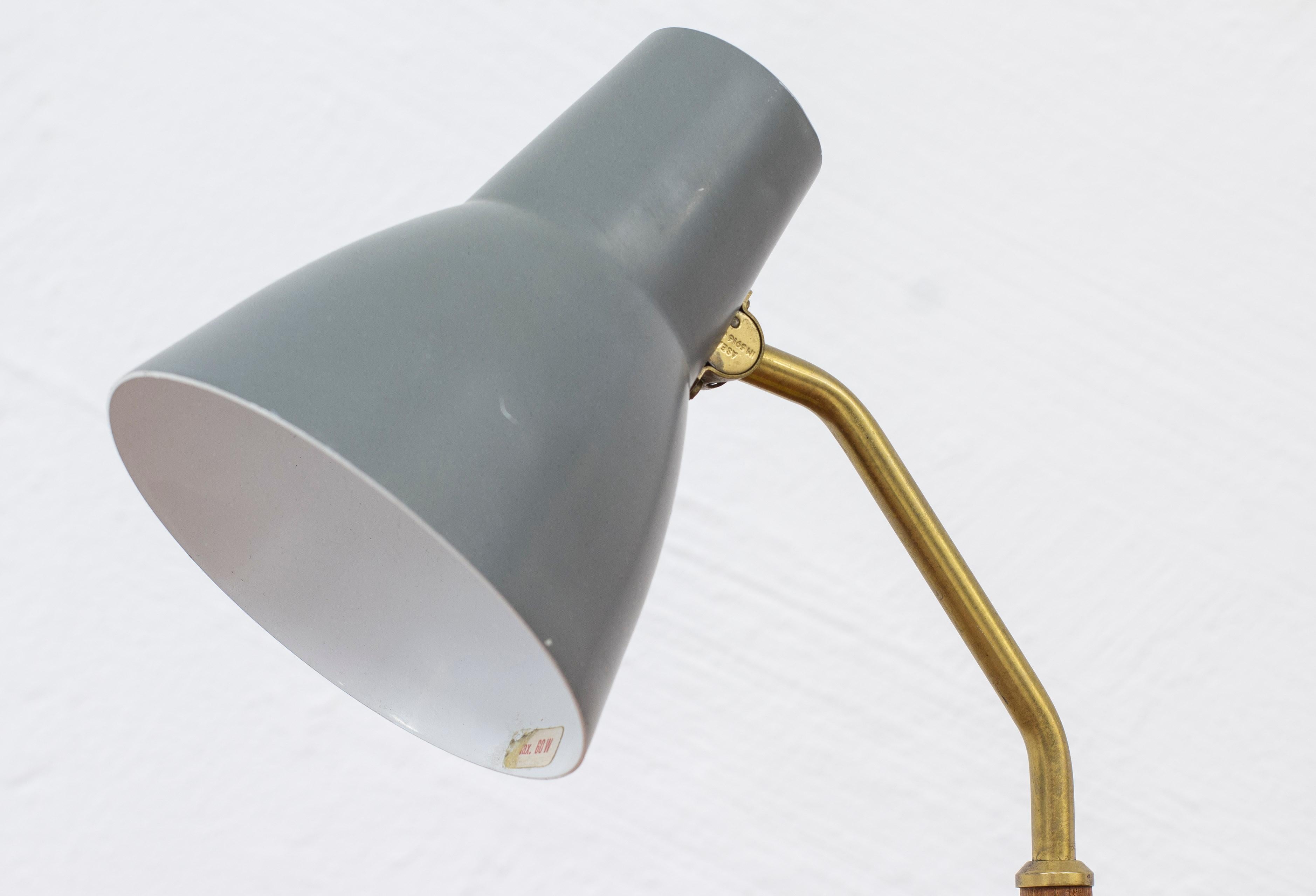 Brass and Teak Table Lamp by ASEA, Sweden, 1950s For Sale 3