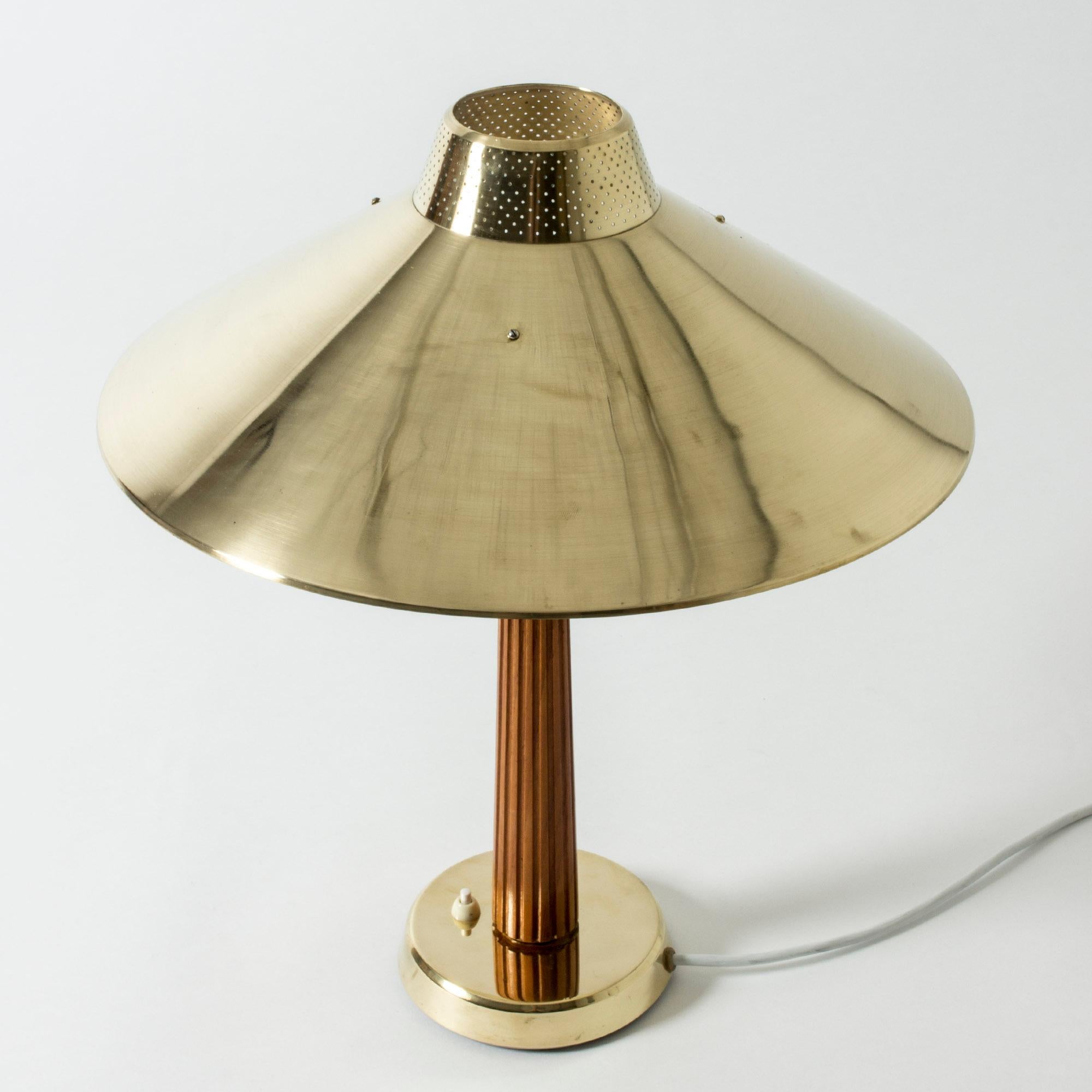 Scandinavian Modern Brass and Teak Table Lamp by Hans Bergström for Ateljé Lyktan, Sweden, 1950s
