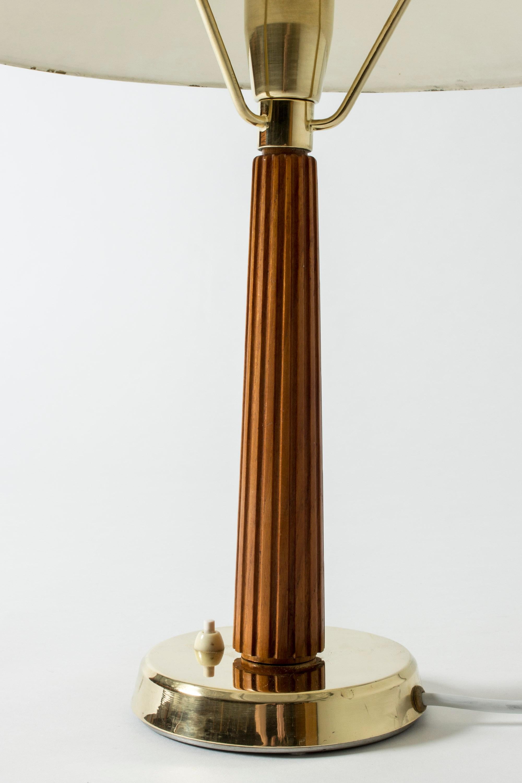 Swedish Brass and Teak Table Lamp by Hans Bergström for Ateljé Lyktan, Sweden, 1950s