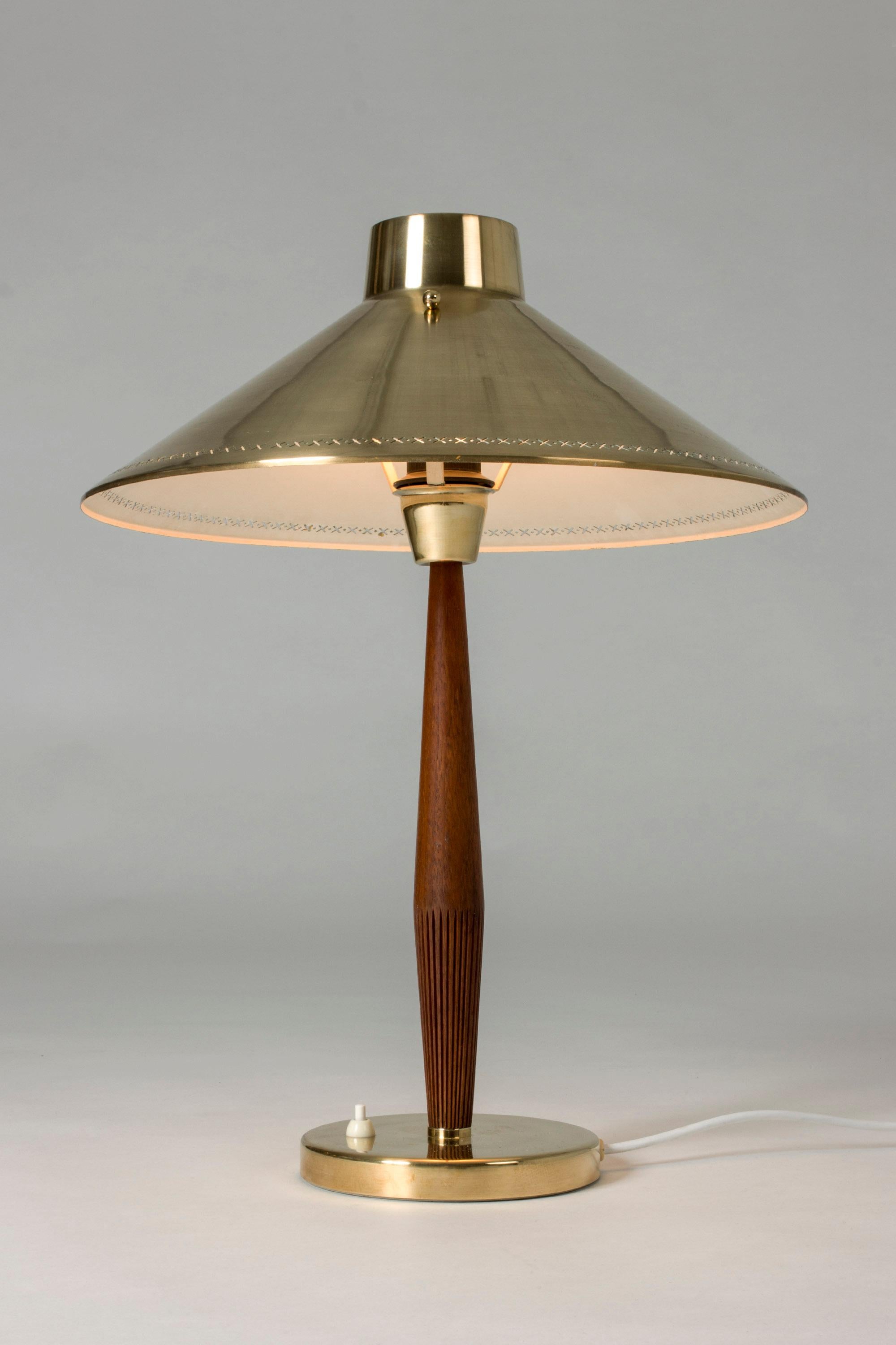 Scandinavian Modern Brass and Teak Table Lamp by Hans Bergström