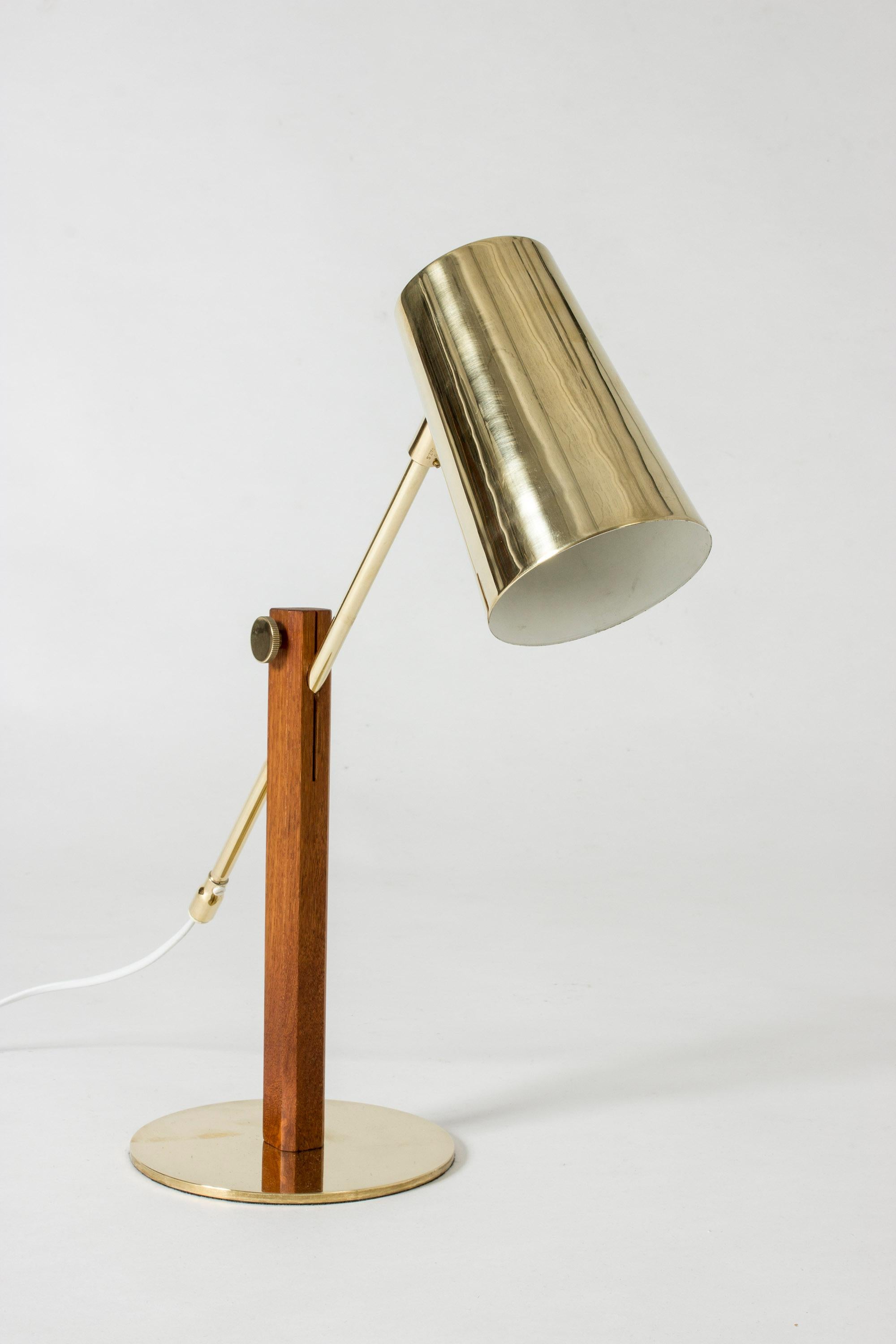 Scandinavian Modern Brass and Teak Table Lamp by Hans Bergström