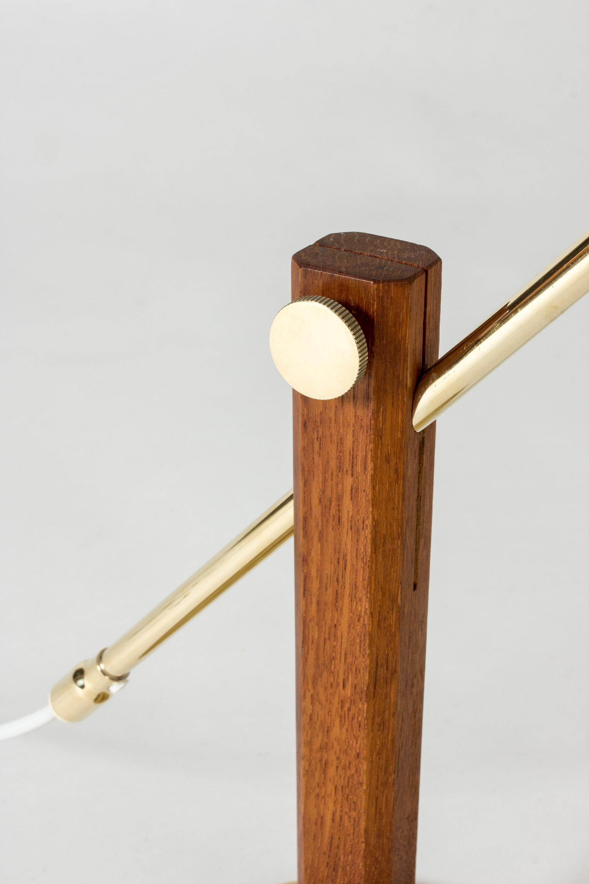Mid-20th Century Brass and Teak Table Lamp by Hans Bergström