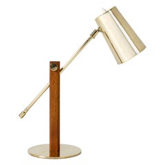 Brass and Teak Table Lamp by Hans Bergström