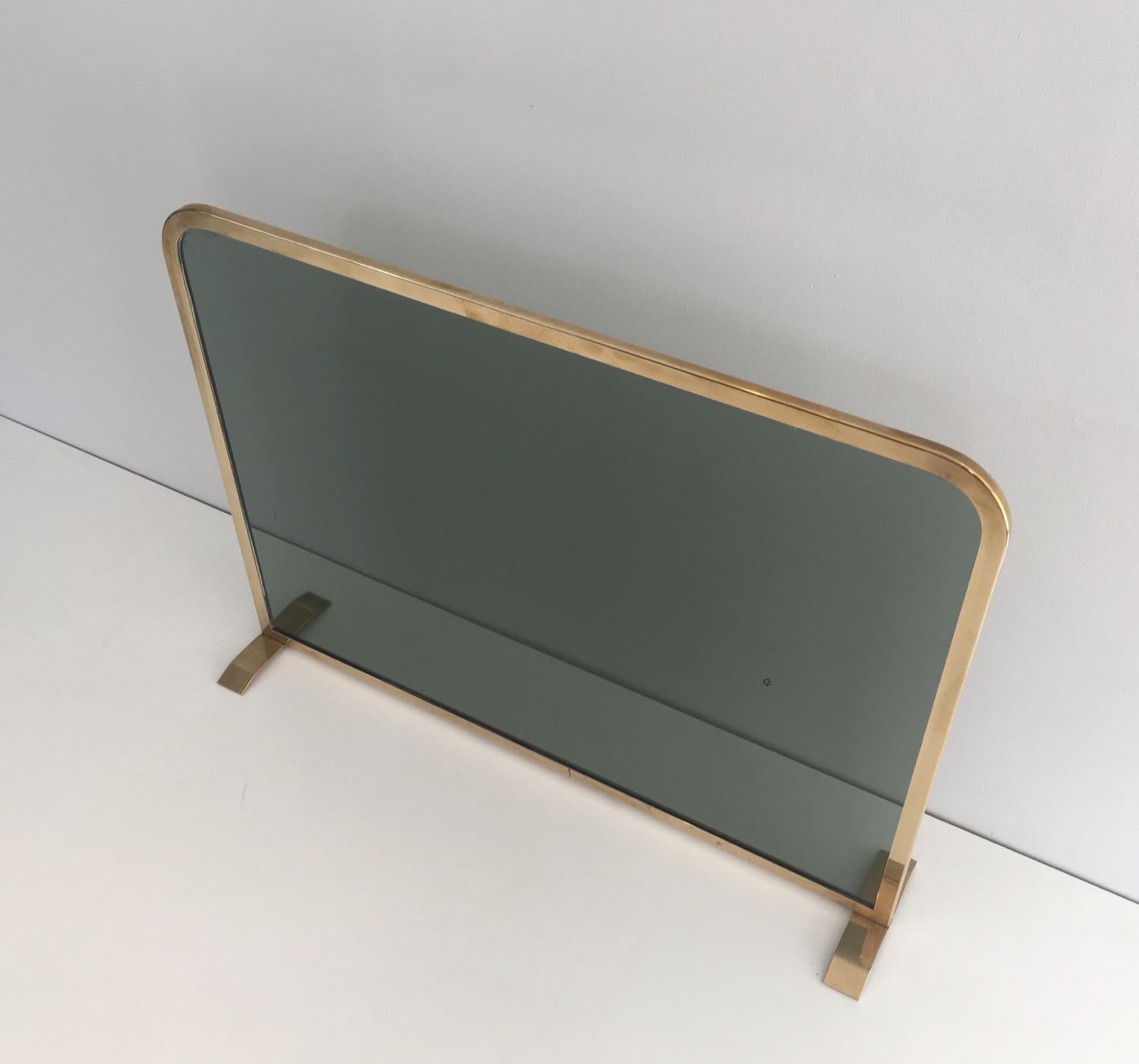 Brass and Tempered Glass Fire Place Screen, circa 1970 9