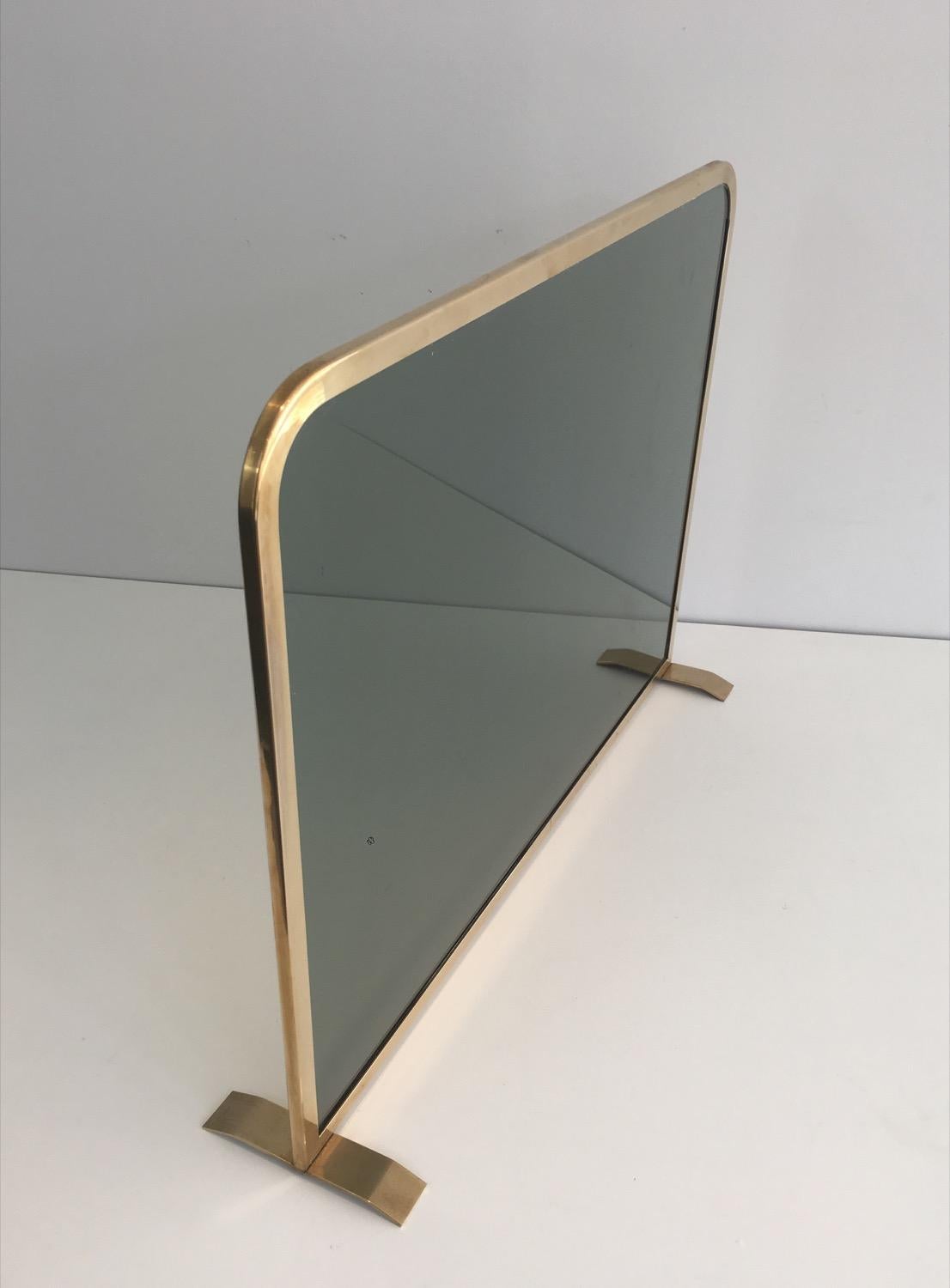 Brass and Tempered Glass Fire Place Screen, circa 1970 14