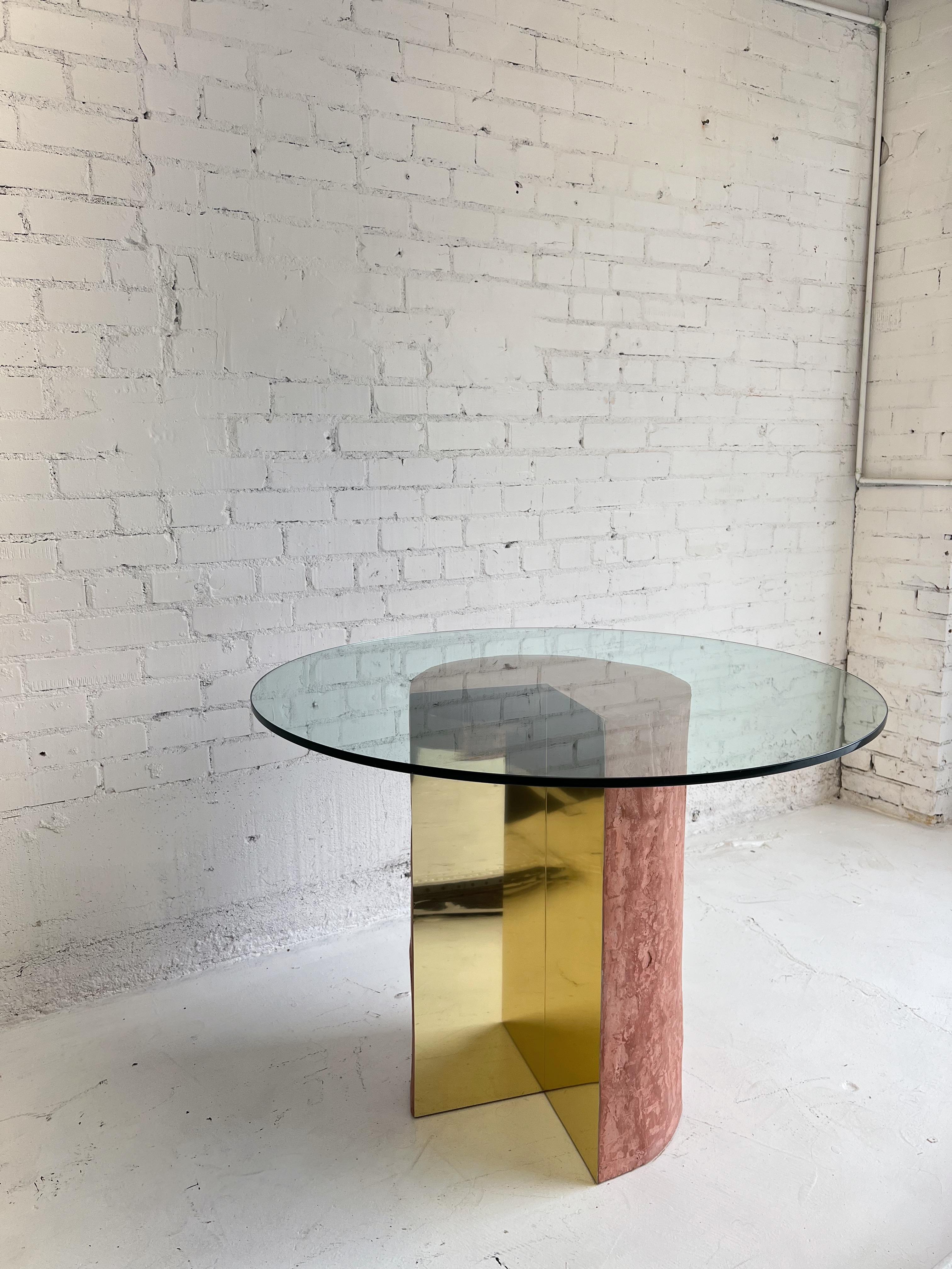 Brass and Terracotta Textured Pac-Man Dining Table after Pace Collection For Sale 2