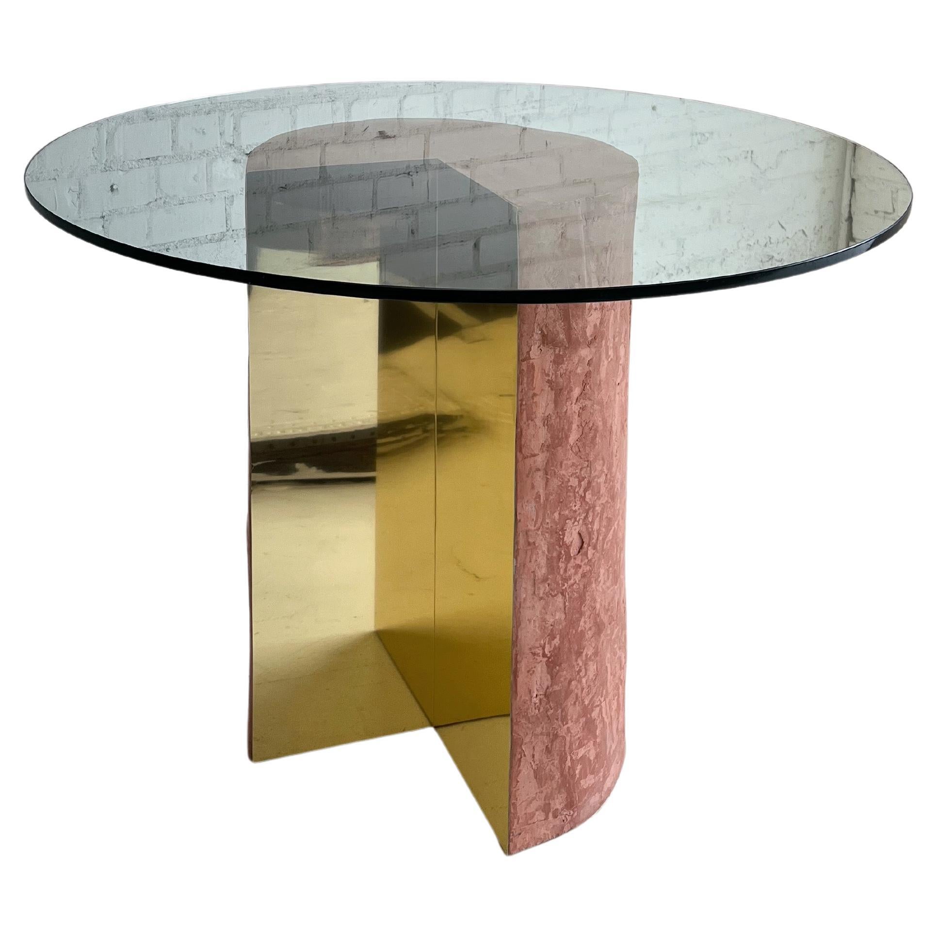 Brass and Terracotta Textured Pac-Man Dining Table after Pace Collection For Sale
