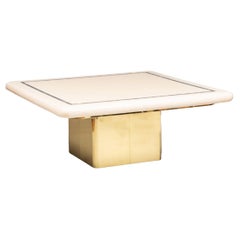 Couchtisch aus Messing und Horn mit Mosaik in der Art von Karl Springer
