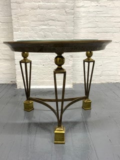 Brass and Tessellated Stone Side Table in the Manner of Gilbert Poillerat