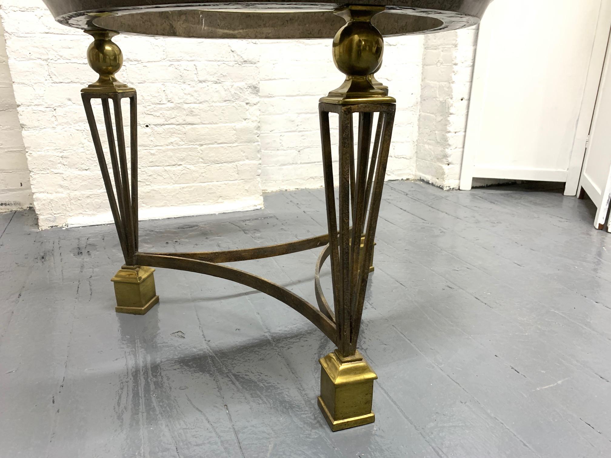 Brass and Tessellated Stone Side Table in the Manner of Gilbert Poillerat In Good Condition For Sale In New York, NY