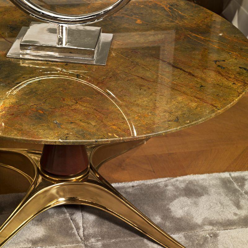 Italian Brass and Tierra di Siena Side Table For Sale