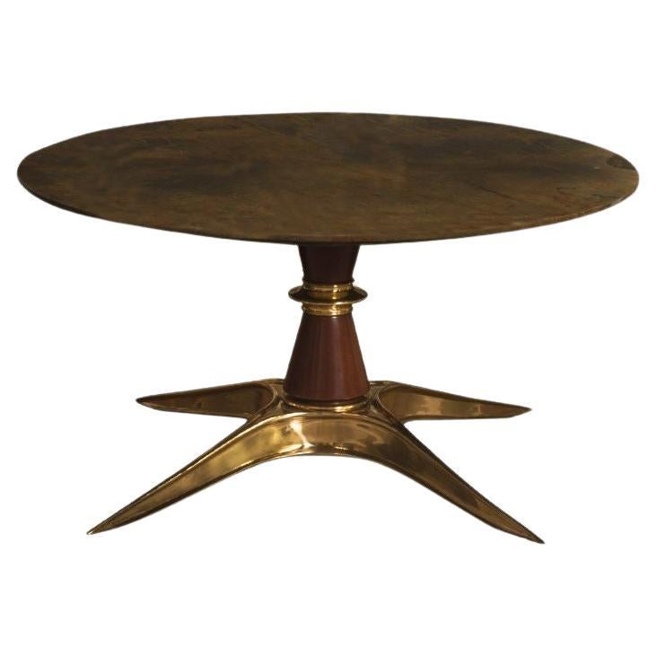 Brass and Tierra di Siena Side Table For Sale