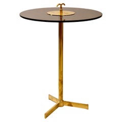 Brass and tinted glass tripod side table