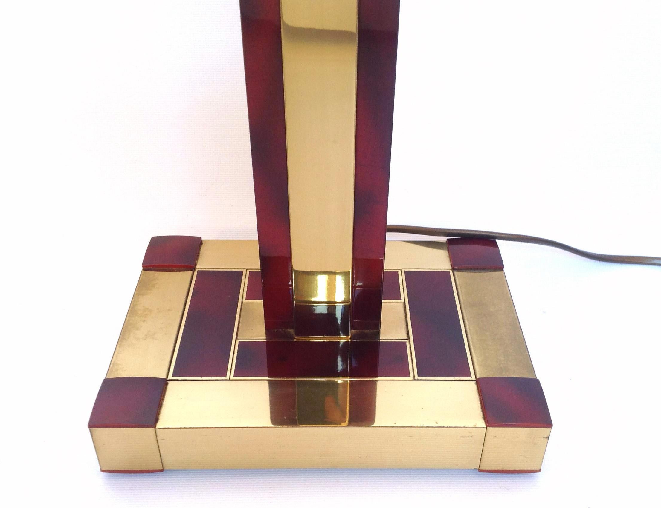 Brass and Tortoiseshell Table Lamp by Willy Rizzo for Lumica, 1970s For Sale 2