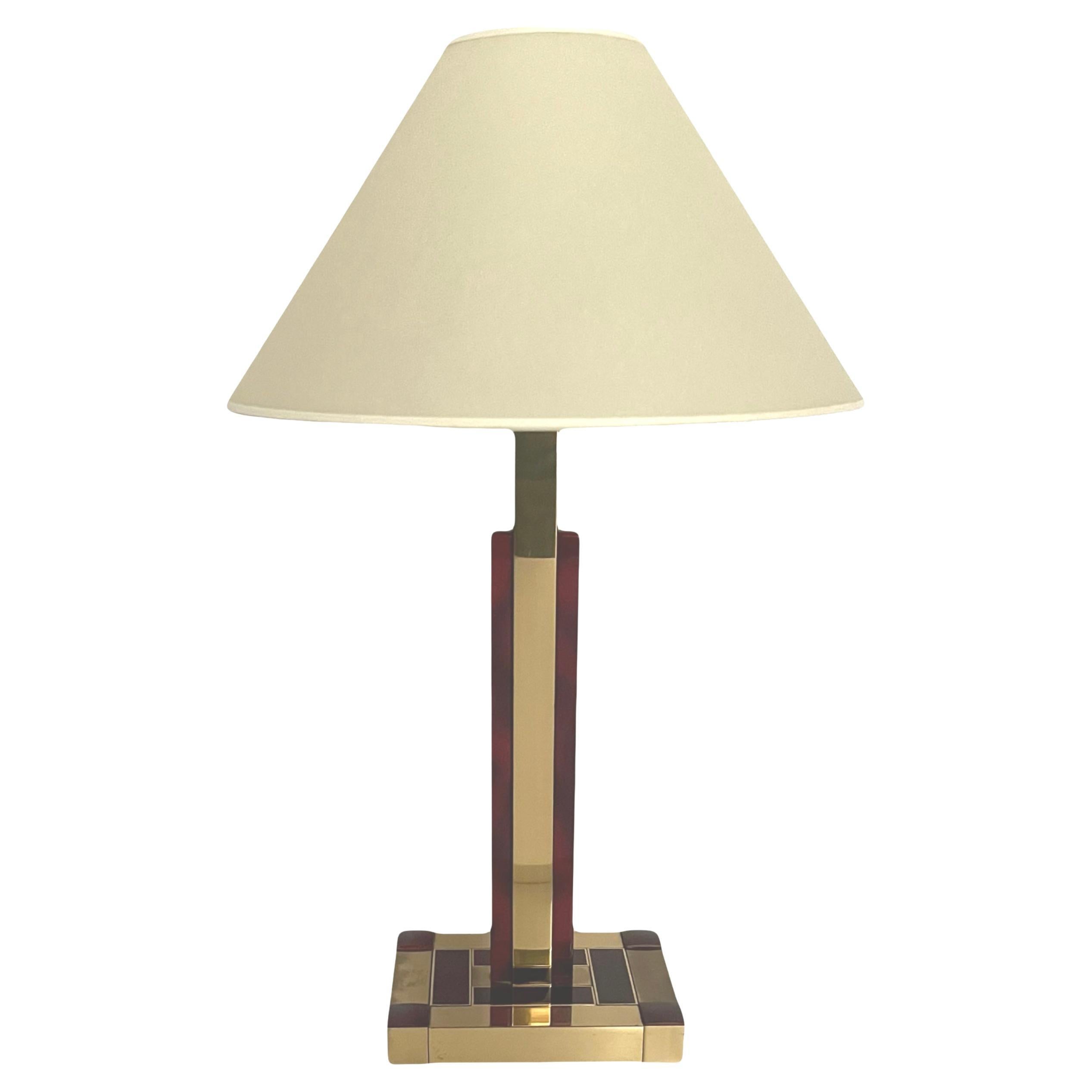 Tischlampe aus Messing und Schildpatt von Willy Rizzo für Lumica, 1970er Jahre
