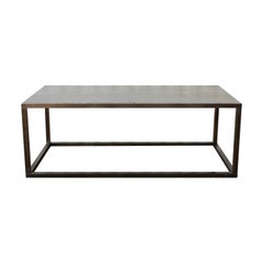 Brass and Travertine Cocktail Table, USA, 1950s