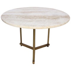 Brass and Travertine Side Table