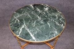Brass and Verdi Marble Top French Louis XVI Center Table Manner Weisweiler