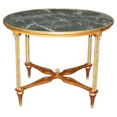 Table de centre en laiton et marbre Verdi de style Louis XVI Manner Weisweiler
