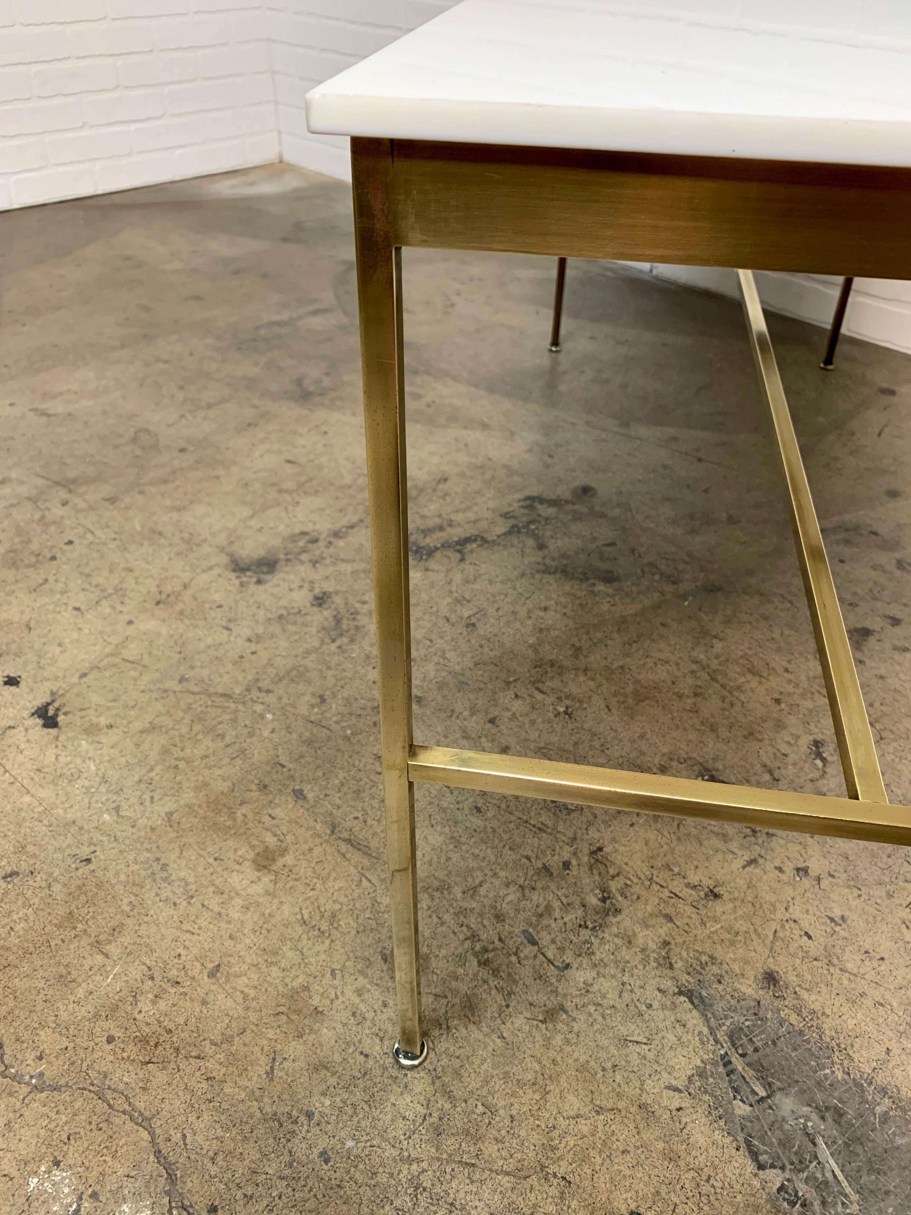 Brass and Vitrolite Console Table by Paul McCobb 4