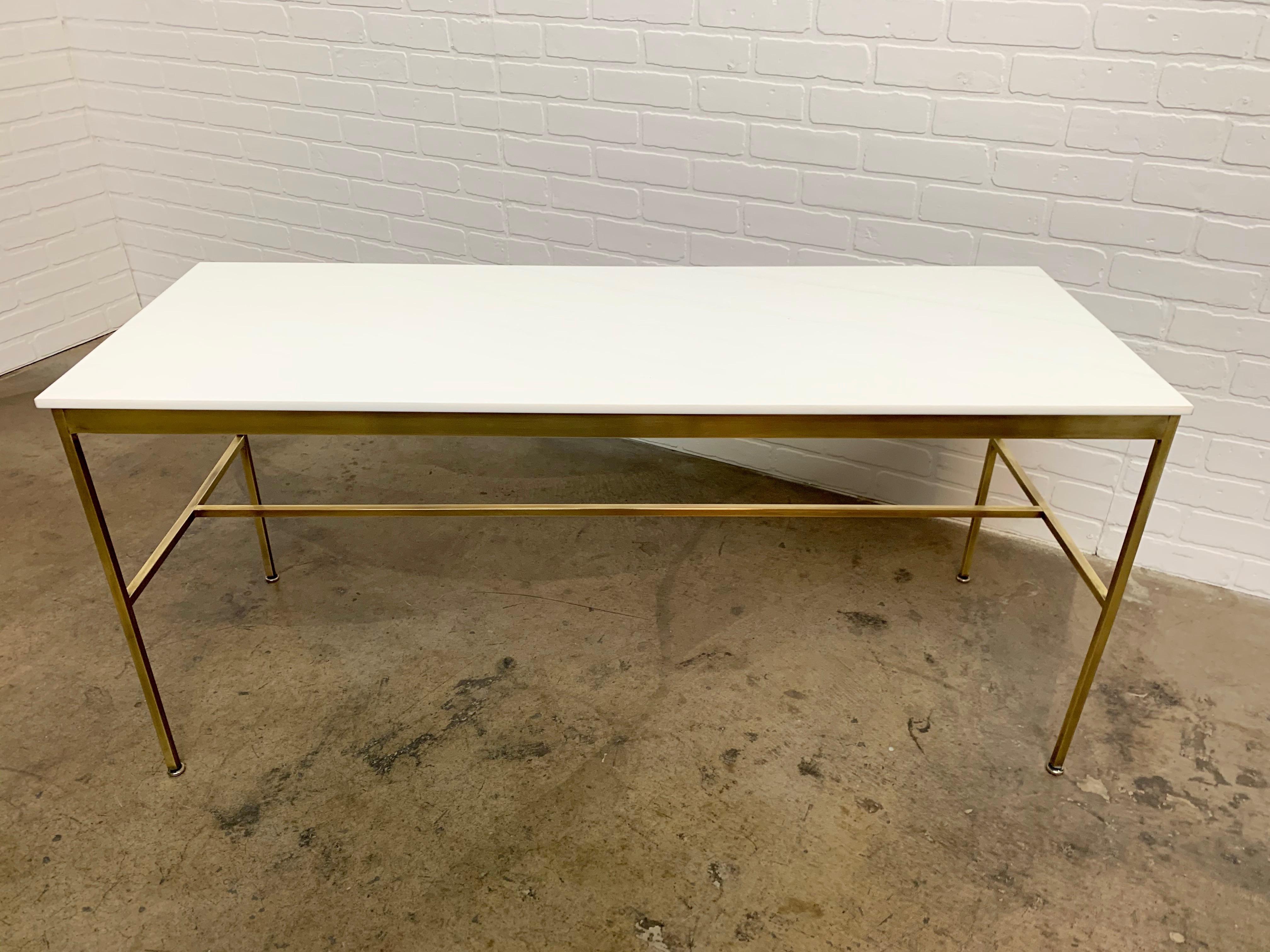 Brass and Vitrolite Console Table by Paul McCobb 10