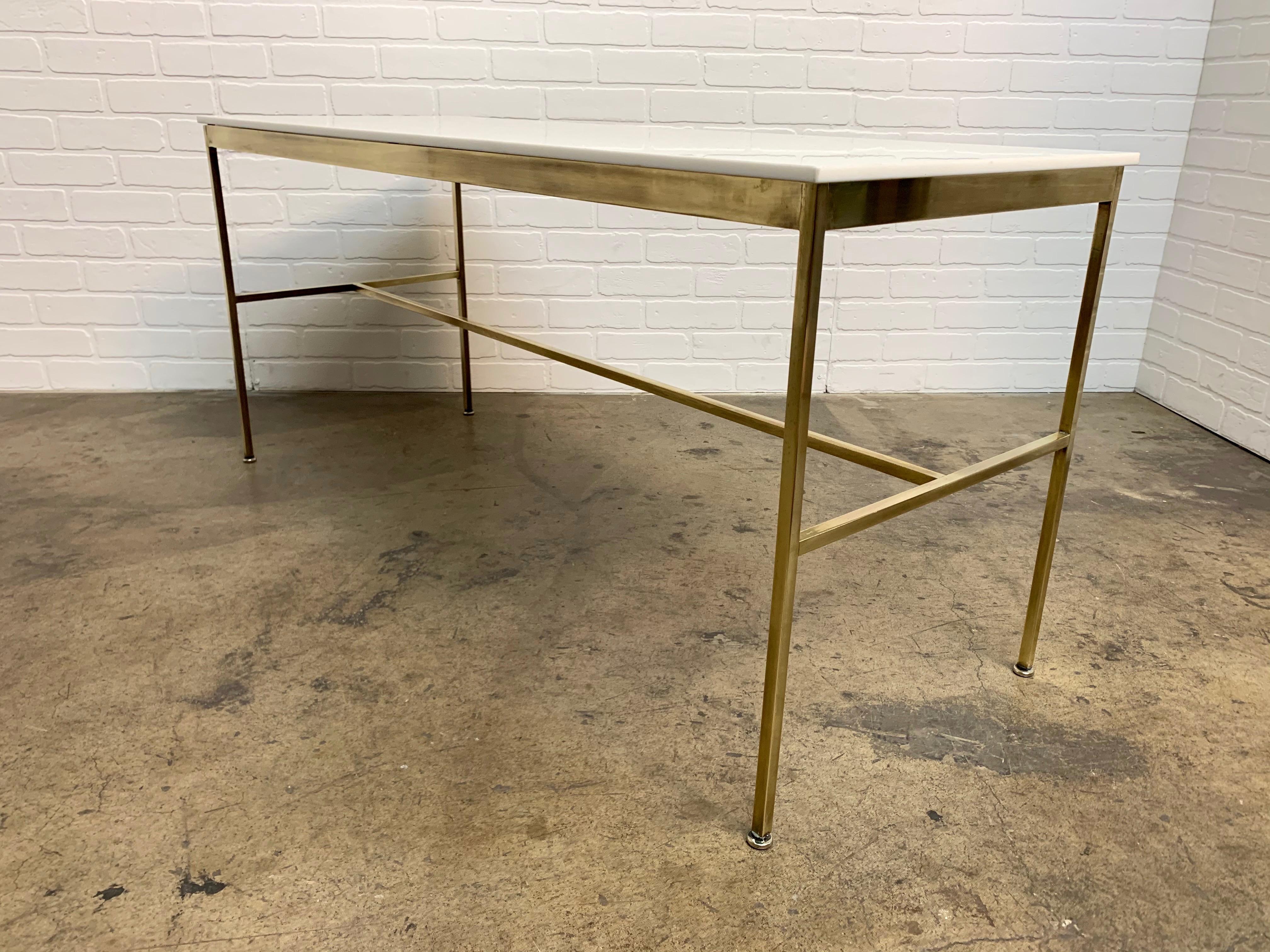 Mid-Century Modern Brass and Vitrolite Console Table by Paul McCobb