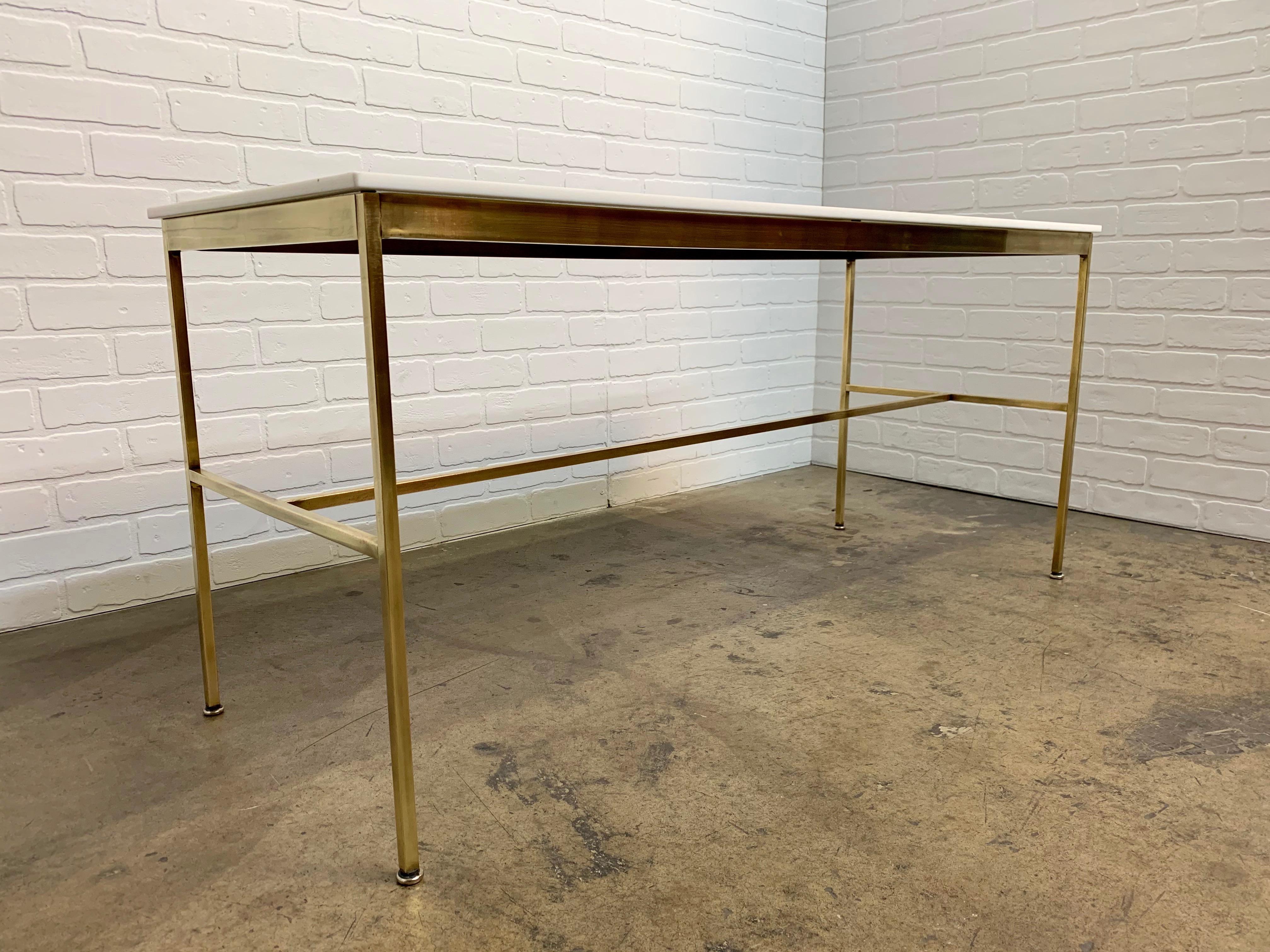 Brass and Vitrolite Console Table by Paul McCobb In Good Condition In Denton, TX