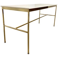 Brass and Vitrolite Console Table by Paul McCobb