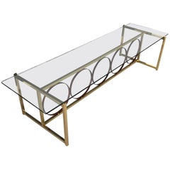 Vintage Brass and Walnut Coffee Table in the Mid century Style