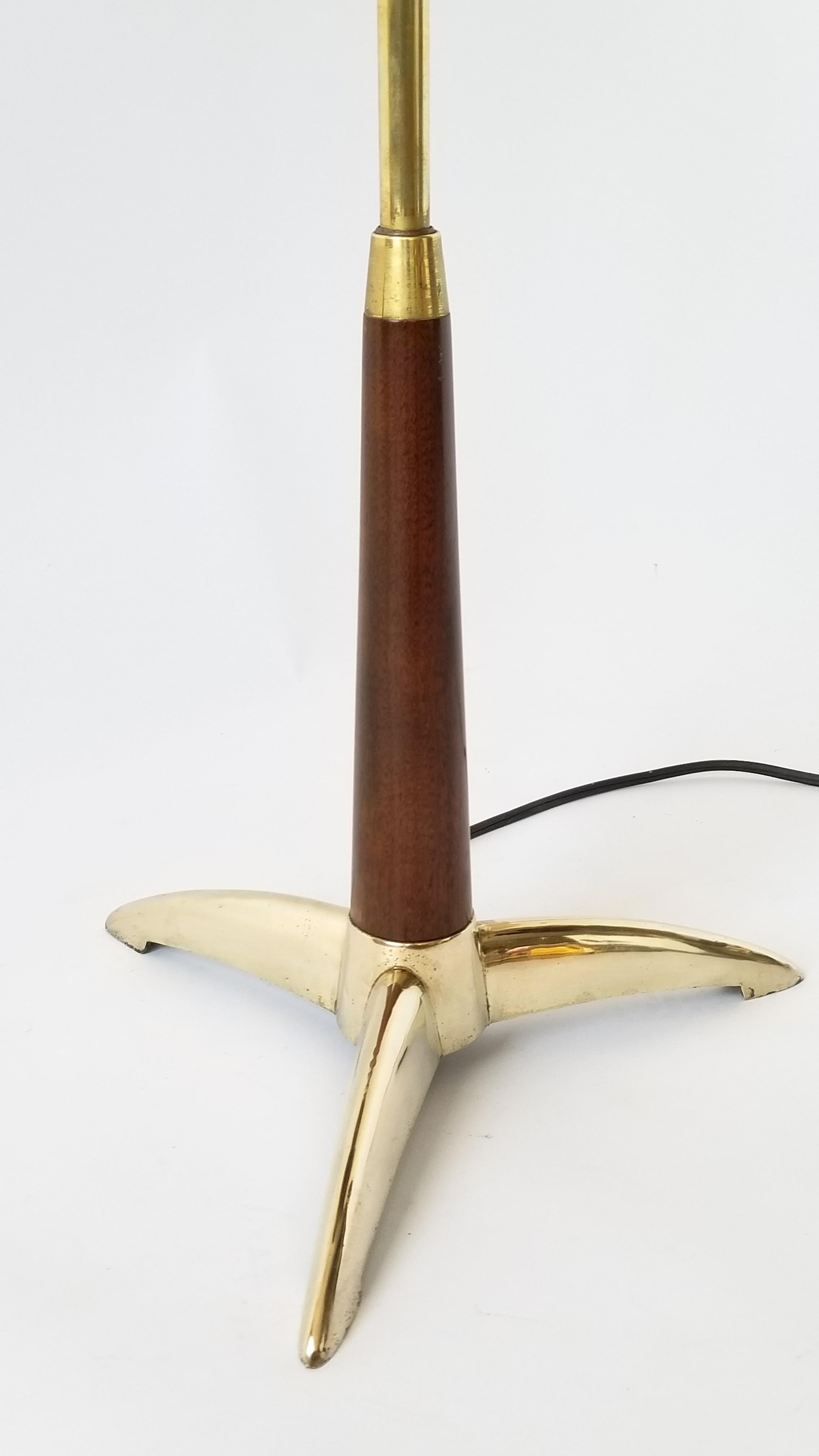 Brass and Walnut Floor Lamp by Gerald Thurston , 1950s, USA 5