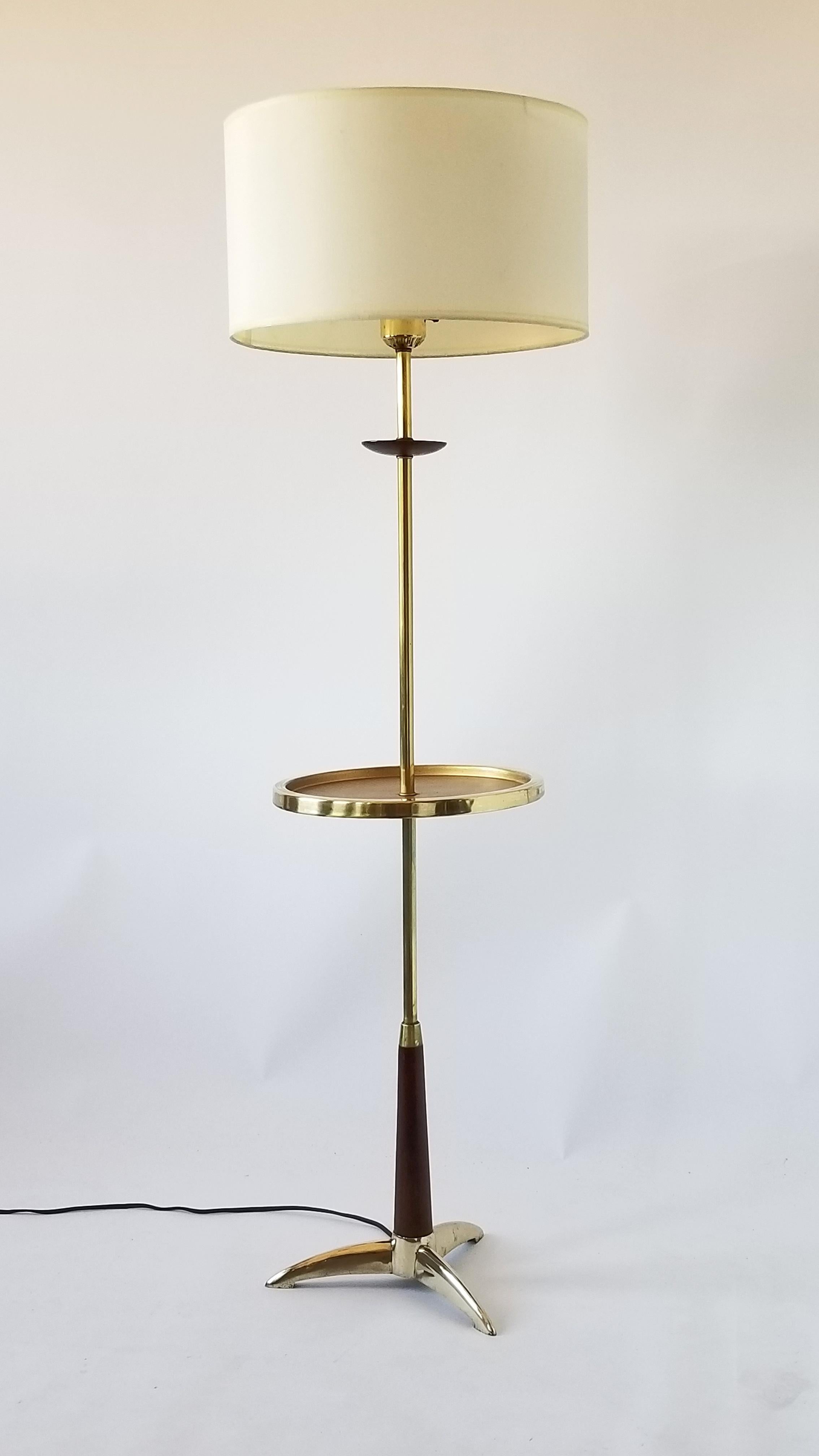Brass and Walnut Floor Lamp by Gerald Thurston , 1950s, USA 7
