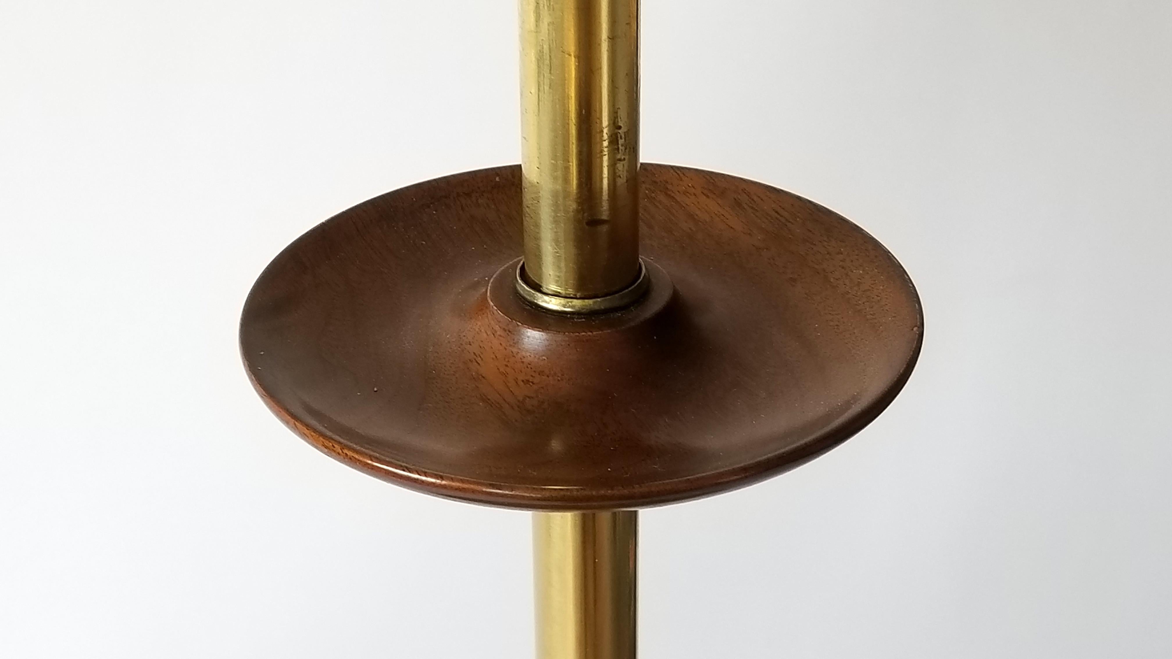 Mid-20th Century Brass and Walnut Floor Lamp by Gerald Thurston , 1950s, USA