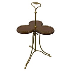 Brass and Walnut Lazy Susan Table