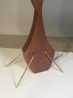 Brass and Walnut Table Lamp in the Manner of Heifetz
