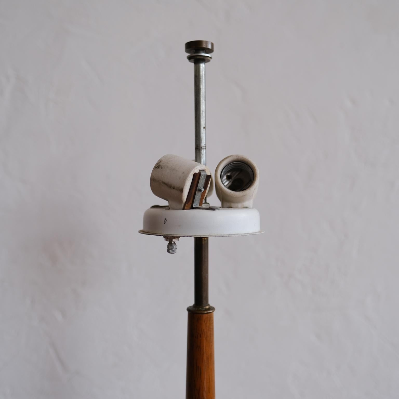 Mid-20th Century Brass and Walnut Tripod Table Lamp by Gerald Thurston for Lightolier