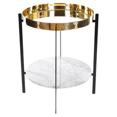 Brass and White Carrara Marble Deck Table by OxDenmarq