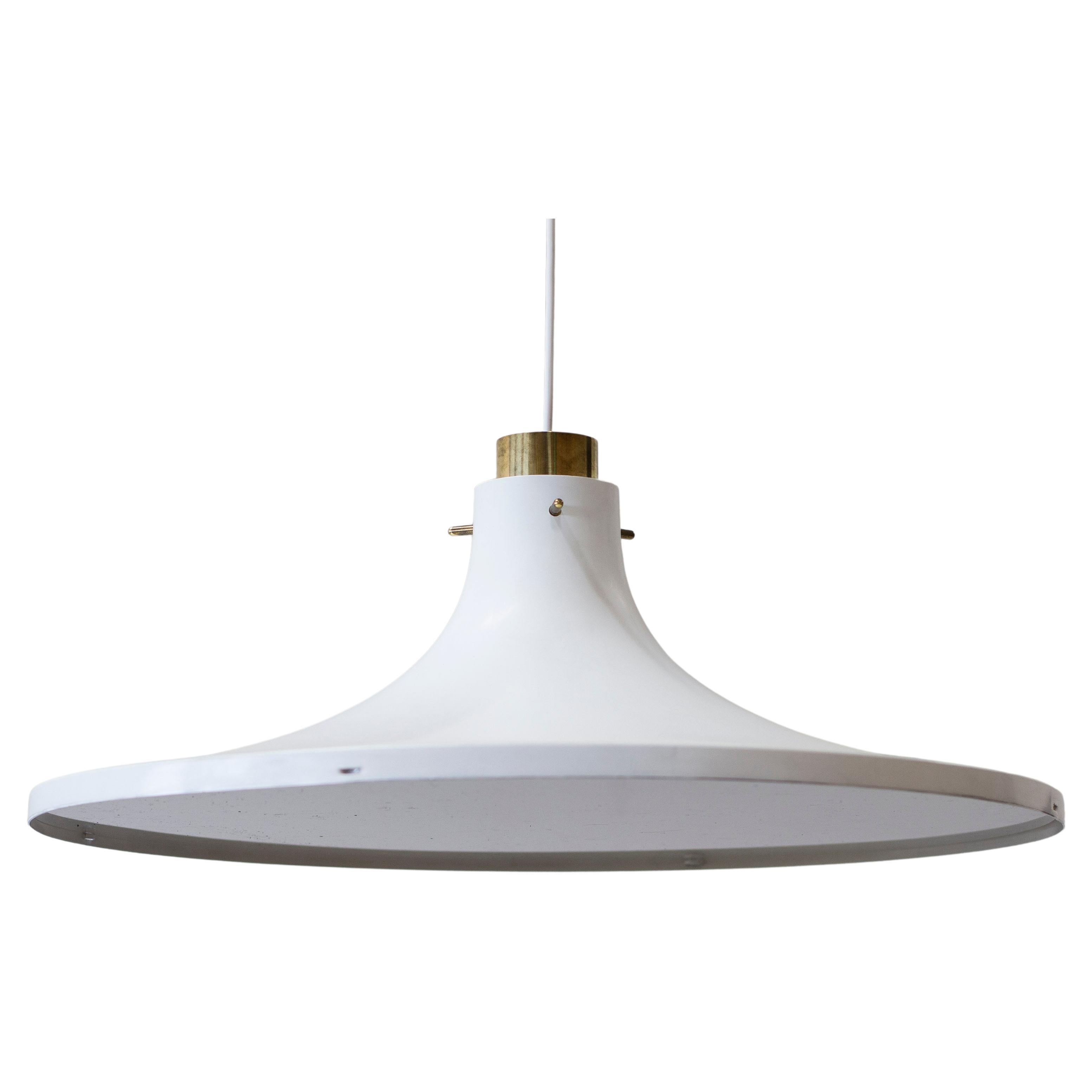 Brass and white ceiling pendant by Hans-Agne Jakobsson, Sweden, 1960s
