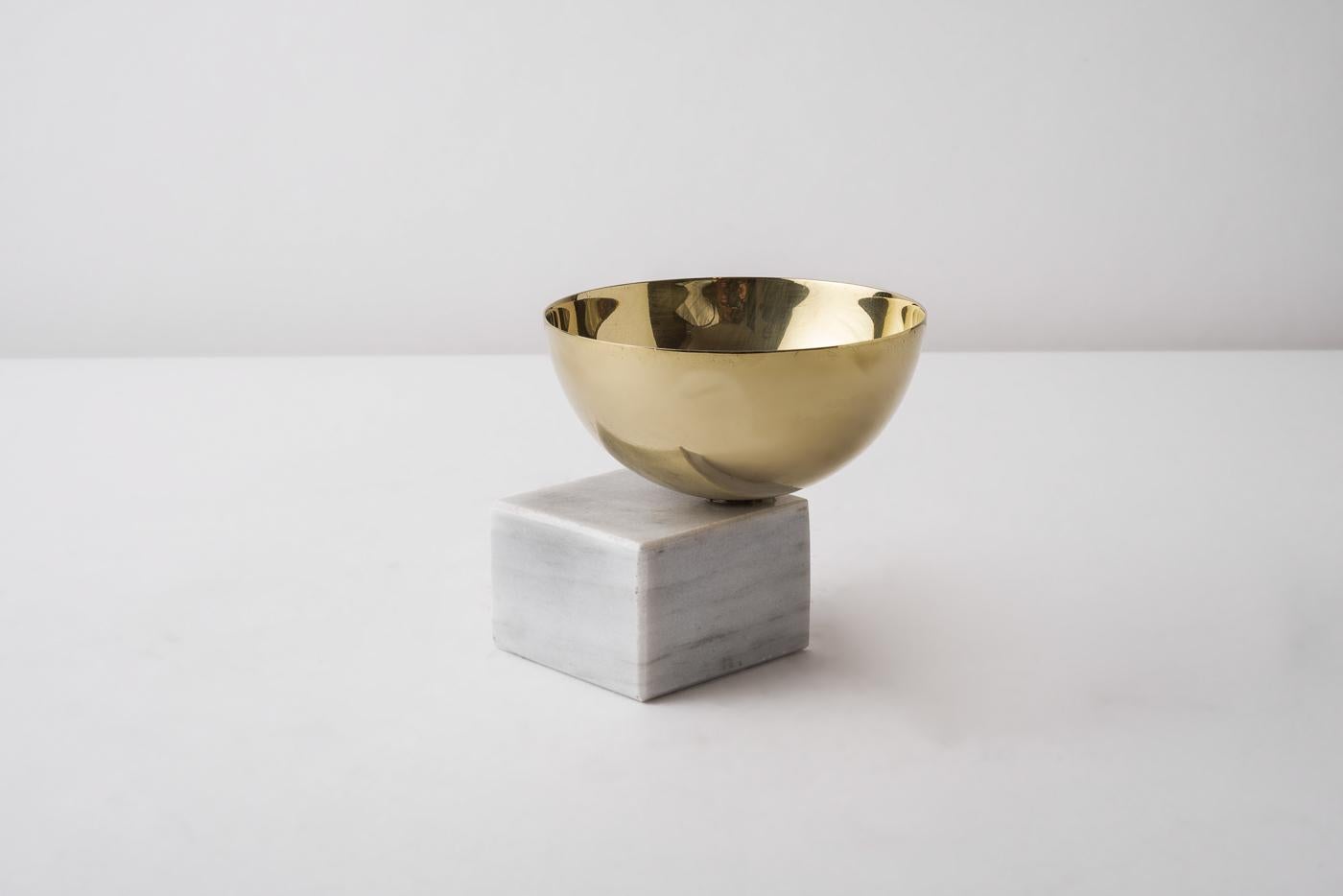 Contemporary Nimbo Brass & White Marble Mini Bowl 