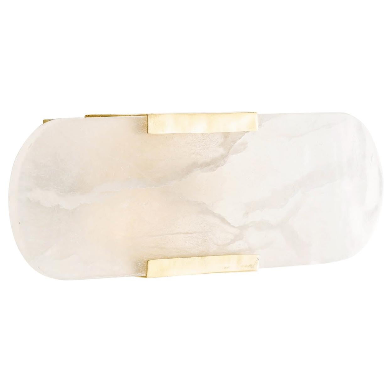 Brass and White Marble Wall Light