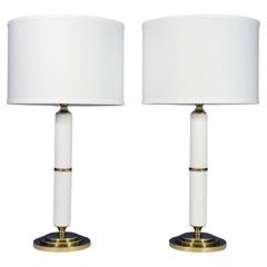 Swedish Brass and white metal, Table Lamps, Anfaco Taby , Sweden, 1980