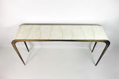 Brass and White Rock Crystal Console with Waterfall Design by Ginger Brown
