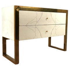 Used Brass and White "Statuario" Marble Commode and Chests of Drawers, 2010