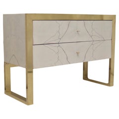 Comò e cassettiere in ottone e marmo bianco "Statuario", 2010