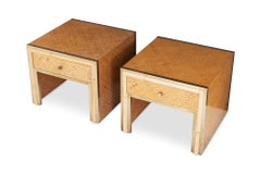 Brass and Wicker Vivai del Sud Pair of Night Stands or Side Tables