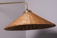 Brass and Wicker Wall Light, Itsu Oy, 1950s