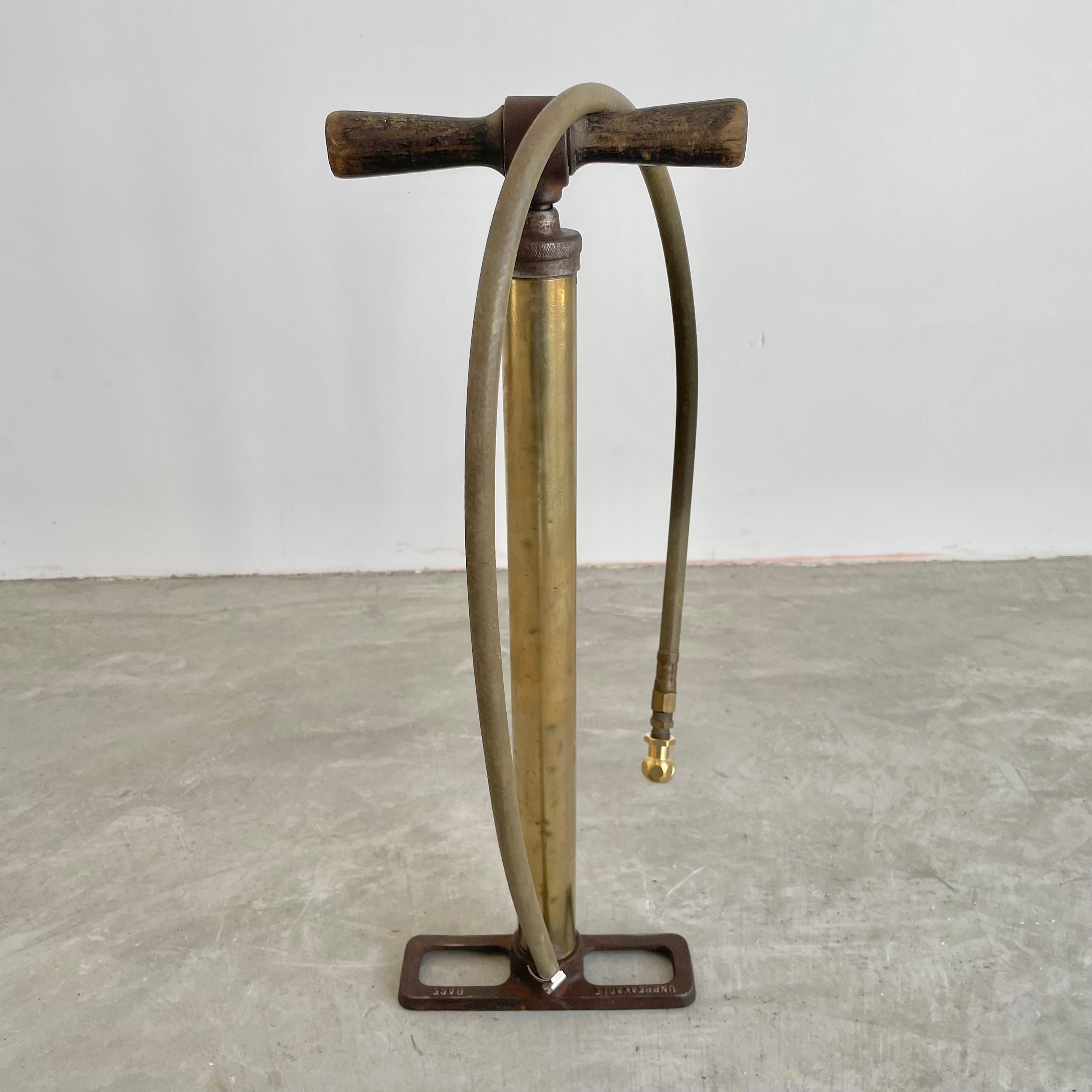 Brass and Wood Bike Pump, 1930s USA For Sale 4