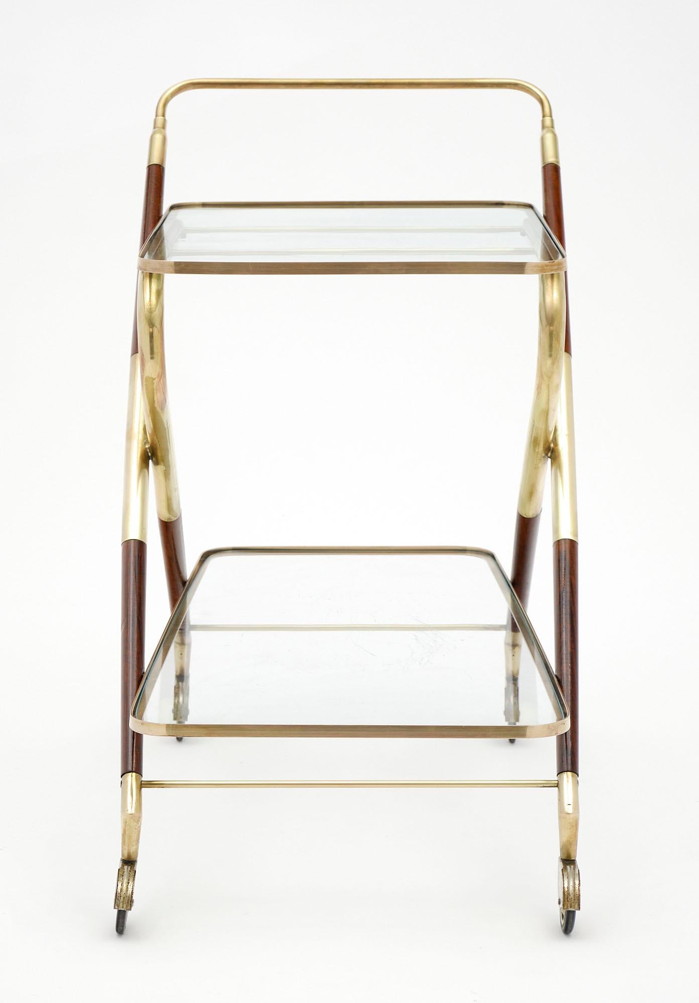 Brass and Wood Cesare Lacca Bar Cart 3