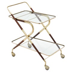 Brass and Wood Cesare Lacca Bar Cart