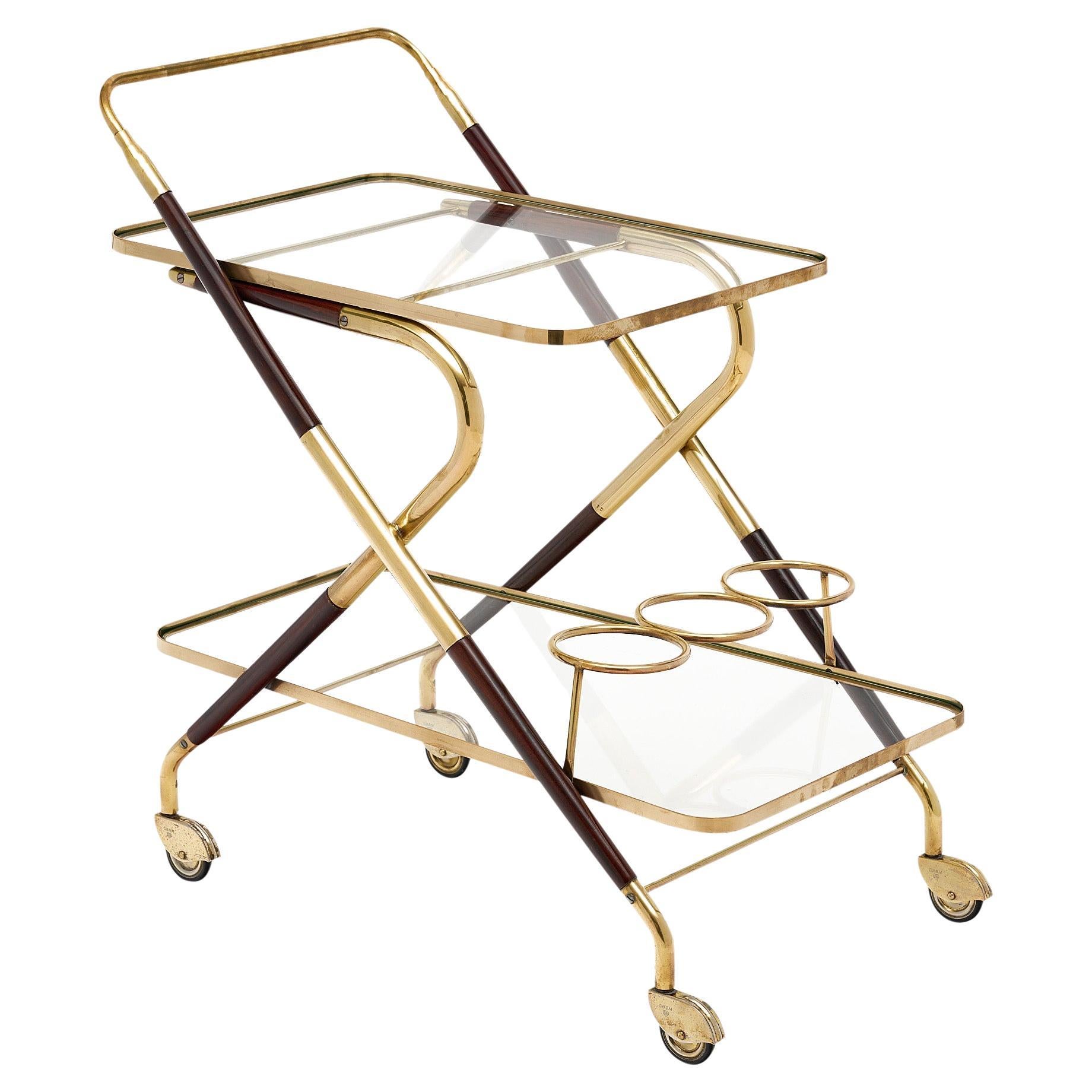 Elegant Brass and Wood Bart Cart by Drexel at 1stDibs